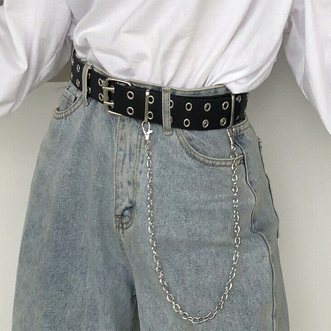 Women Punk Chain Fashion Belt Adjustable Double/Single Row Hole Eyelet Waistband with Eyelet Chain Decorative Belts New 2022 Hot ► Photo 1/6