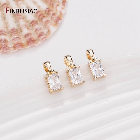 Korean Fashion Zircon Small Rectangle/rhombus Pendant Charm, DIY Making Earrings Necklaces Fittings, Jewellery Making Supplies ► Photo 1/5