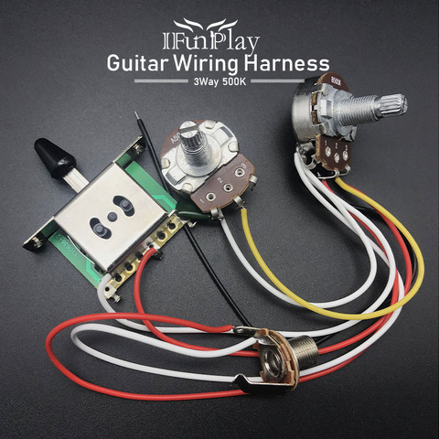 Electric Guitar Wiring Harness Prewired Kit A500k B500K 18mm Shaft Big Pots 3 Way Switch 1 Volume 1 Tone Control Wiring Harness ► Photo 1/6