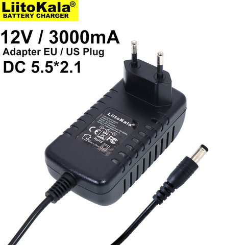 Liitokala 12V 3A adapter power supply monitor door DC 5.5 * 2.1mm EU/US plug INPUT AC 100-240V ► Photo 1/5