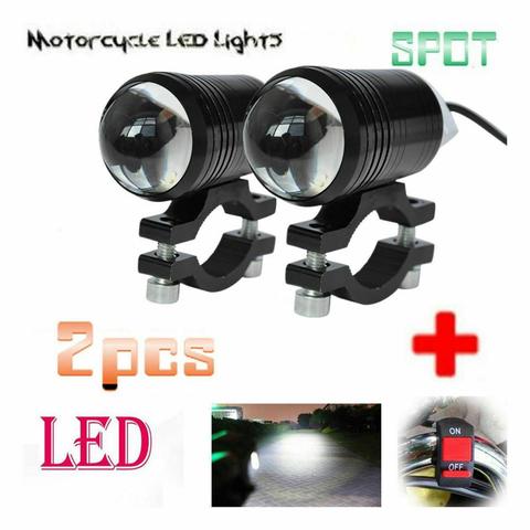 2pcs Bright Motorcycle Fog Lights LED Headlight Driving Spot Work Lamp Switch Universal E-bike Scooter Fog Spotlight Moto Lamp ► Photo 1/6