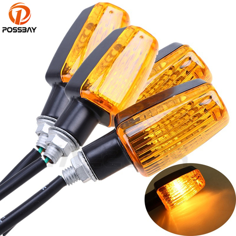 POSSBAY 4Pcs Universal Motorcycle Turn Signal Lights Blinker Bulb Amber Flasher Light for Honda Kawasaki Suzuki Yamaha Lamp ► Photo 1/6