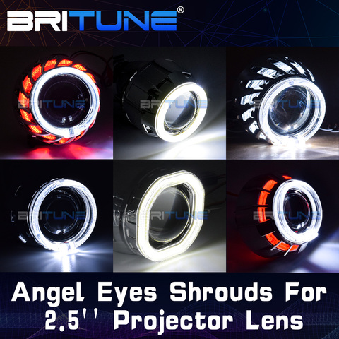 Britune 2.5 Projector Shrouds LED Angel Eyes Bezel For WST Lens Bi-xenon Headlight Lenses Covers Retrofit Car Lights Accessories ► Photo 1/6