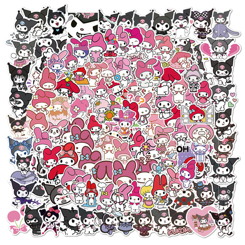 Japanese kawaii *Kuromi and My Melody* gift bag of 20 different stickers