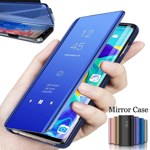 Flip Case For OPPO Realme C15 C11 C3 XT X2 Cover Mirror Smart Shockproof PU Leather Case For OPPO A5 A9 2022 Reno 3 4 Pro ► Photo 1/6