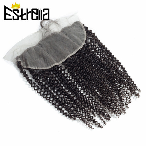 Kinky Curly 1 Piece 13×4 Lace Frontal Closure Brazilian Non-remy 100% Human Hair Hand Tied Natural Color Hair Extensions ► Photo 1/6