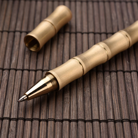 Brushed Detachable bamboo Rollerball Pen GOLDEN matte golden metal Stationery Office school supplies Writing ► Photo 1/6
