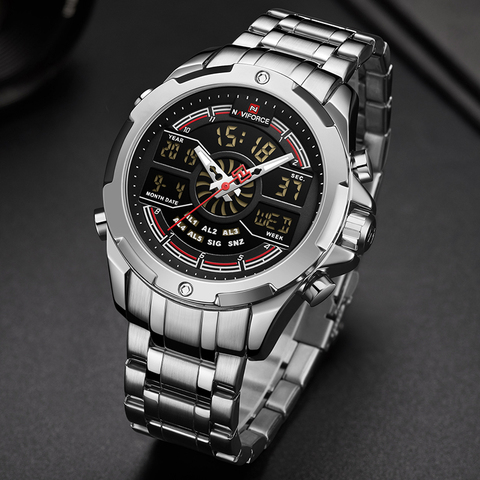 NAVIFORCE Watch Men Top Brand Luxury Stainless Steel Quartz Men’s Watches Blue Waterproof Sports Big Wrist Watch Male Clock ► Photo 1/6