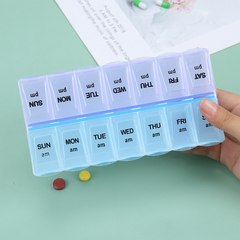 1PC 14/7 Grids Weekly Pill Case Medicine Tablet Dispenser Organizer Pill Splitters Container Box Candy Storage Box ► Photo 1/6