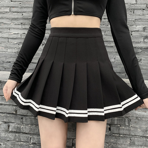 Vintage Korean Style Patchwork Skirt Harajuku JK Black Pleated Skirts Gothic Streetwear High Waist Mini Skirt Women Punk Skirt ► Photo 1/6