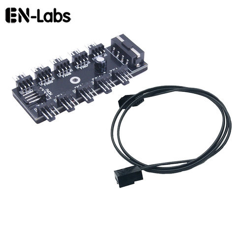 10 Ports PWM 4pin CPU Cooler / Case / Chasis Cooling Fan Power Cable Hub Splitter Adapter w/Self-sticker,Power by IDE Molex 4pin ► Photo 1/5