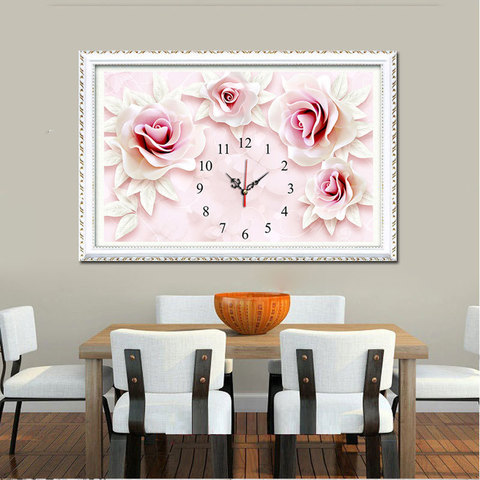 Diamond Painting Full Diamonds Hanging Wall Clock Diamond Embroidered 5D Brick Stone Show Plaster Restaurant Bedroom Point Dril ► Photo 1/6