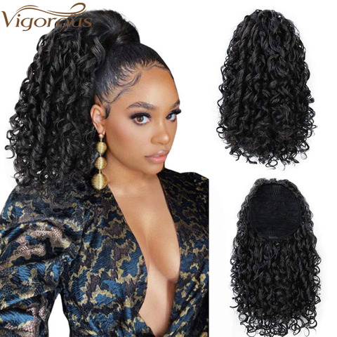 Vigorous Drawstring Puff Ponytail Afro Kinky Curly Hair Extension Synthetic Clip in Pony Tail African American Hair Extension ► Photo 1/6