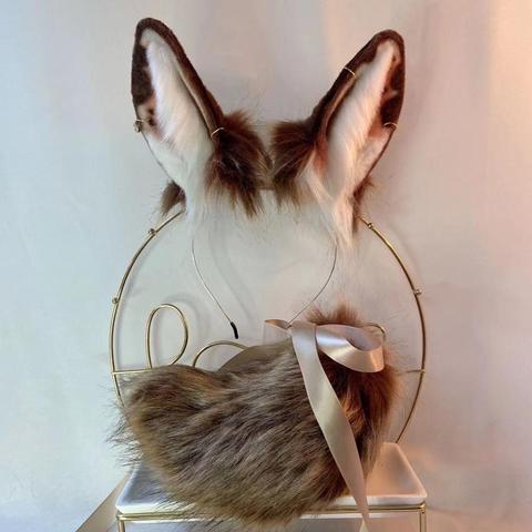 New Chocolate Rabbit Anime Beast Ear Beast Tail Wolf Ear Cat Ear Fox Ear Headband Custom COSPLAY ► Photo 1/6