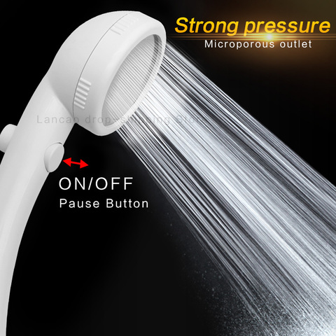 Newest white Rotating Adjustable Water Saving Shower Head 3Mode Shower Water Pressure With Water Control Button bathroom set ► Photo 1/6