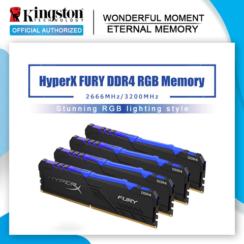 Kingston HyperX FURY DDR4 RGB Memory 2666 MHz 3200MHz DDR4 CL15 DIMM XMP 8GB 16GB  Memoria Ram ddr4 for Desktop Memory Rams ► Photo 1/6