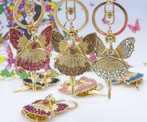 Creative jewelry pendant key ring alloy rhinestone butterfly fairy key ring handbag pendant car key ring female jewelry gift ► Photo 1/6