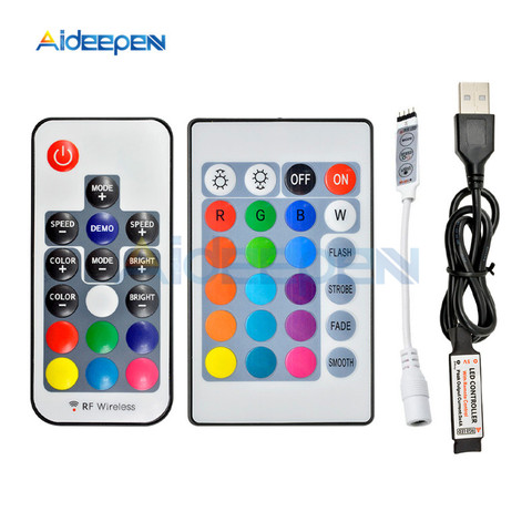 5V 12V LED RGB IR RF Remote Dimmer Controller 5V 12V USB LED SDM3528 Strip Light 3 Key 17 Key 24 Key Led RGB Wireless Controller ► Photo 1/6