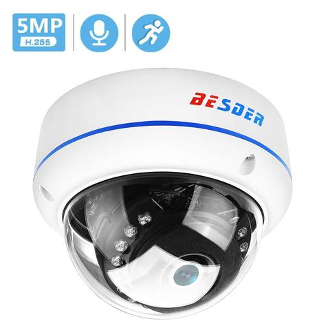 BESDER H.265 5MP 3MP 2MP Surveillance IP Camera Audio Internal Microphone Vandalproof  IR Night Dome Security Camera ONVIF P2P ► Photo 1/6