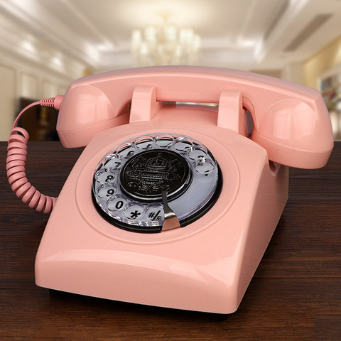 Pink Telephones,Corded Telephone Classic Rotary Dial Home Office Phones Antique Vintage Telephone of 1930s Old Fashion Telephone ► Photo 1/6