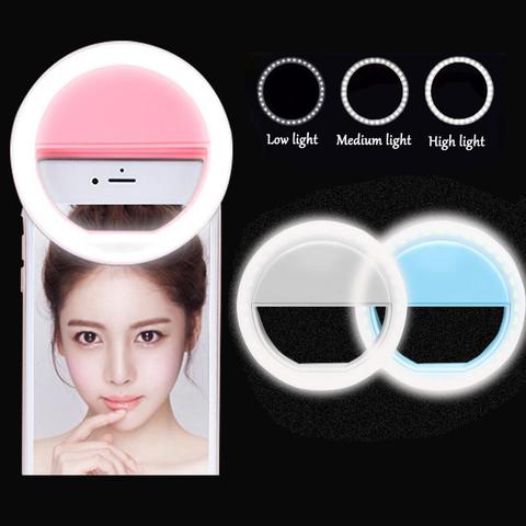 Selfie LED Ring Fill Light Portable Mobile Phone 36 LEDS Selfie Lamp 3 levels Lighting Luminous Ring Clip For All Cell Phones ► Photo 1/6