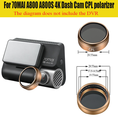 For 70MAI A800 A800S 4K dashcam CPL filter, vehicle-mounted dashcam lens CPL eliminates reflective polarizer ► Photo 1/6