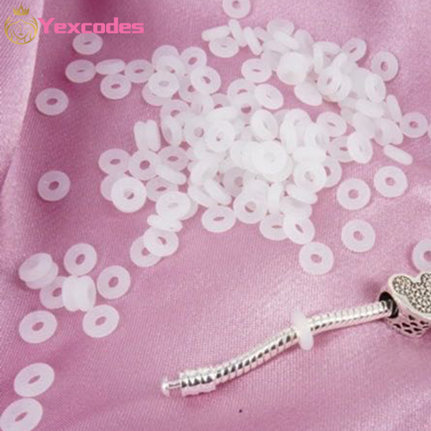 White Rubber Clip Charms Safety Stopper Beads Silicone safety non-slip hose Fits Original Brand Charm Bracelets Accessories ► Photo 1/2