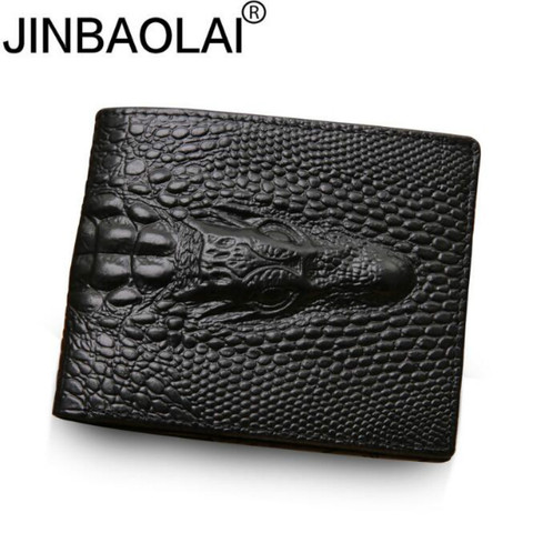 2022 Crocodile Skin Wallet Men Genuine Leather Small Zipper Slim Short Men Wallets Credit Card Holders Coin Pocket Purse ► Photo 1/6
