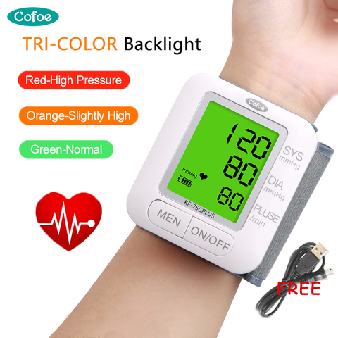 Cofoe USB rechargeable/battery Digital Wrist Blood Pressure Monitor Sphygmomanometer Medical Equipment Health Tonometer CE ► Photo 1/6