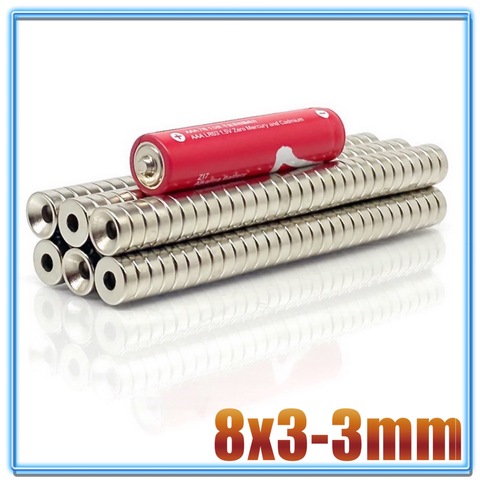10/20/50/100/500Pcs Neodymium Magnet 8x3 Hole 3 N35 NdFeB Round Super Powerful Strong Permanent Magnetic imanes Disc 8*3 Hole3 ► Photo 1/6