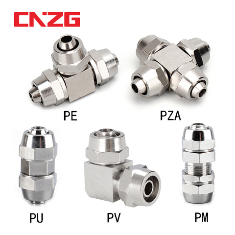 PV PE PM PZA Copper Plated Nickel Pneumatic Air Quick Connector For Hose Tube OD 4MM 6 8 10 12 14 16MM Fast Joint Connection ► Photo 1/6