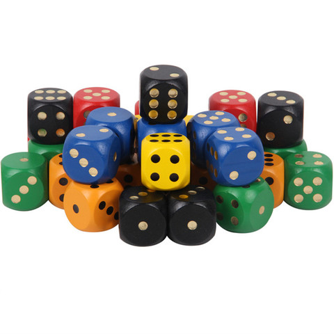 5pcs/pack 30mm 6 Sided Colorful Wood Point Dice Big Solid Game Rounded Dice Drinking Mahjong Dice Board Game Accessory ► Photo 1/6