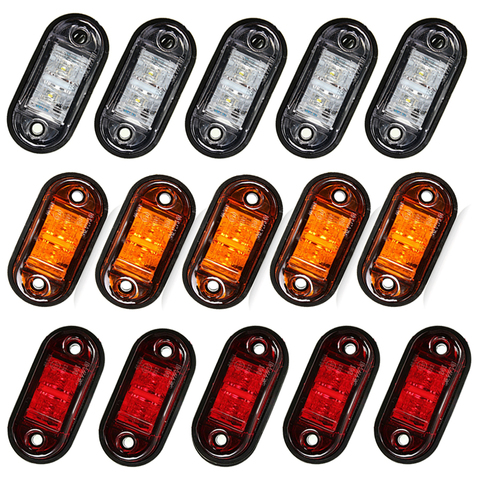 10PCS Warning Lights LEDs Diode Light Trailer Truck Yellow Orange White Red LED Side Marker Lamp 12V 24V ► Photo 1/6