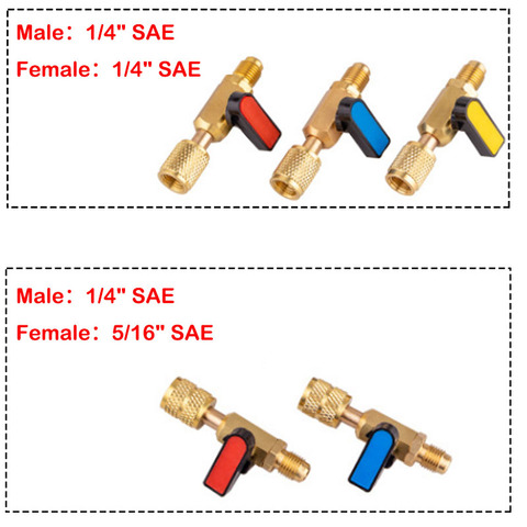 1pc R22 R410A Refrigerant Straight Ball Valves AC Charging 1/4