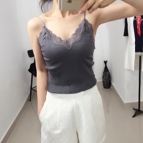 70% Silk 30% Cotton Knit Lace Camisole Top Vest Sleepwear Spaghetti Strap SG309 ► Photo 1/6