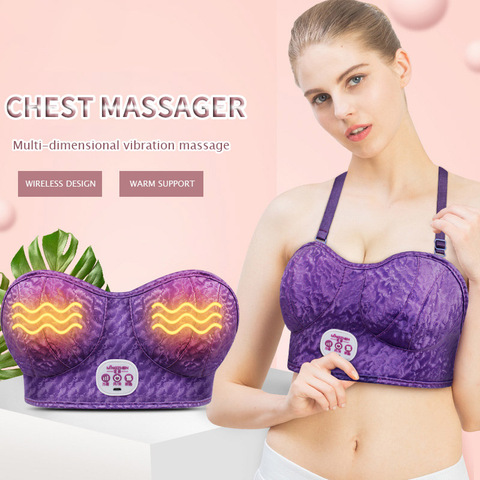 Charging Electric Breast Massage Bra Vibration Chest Massager Growth Enlargement Enhancer Breast Heating Stimulator Machine USB ► Photo 1/6