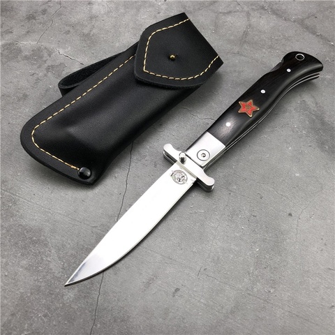 VERY STURDY Military Stainless Steel RUS Finka NKVD Pocket Folding Blade Knife Black Handle Outdoor Hunting Survival Camp Knives ► Photo 1/6
