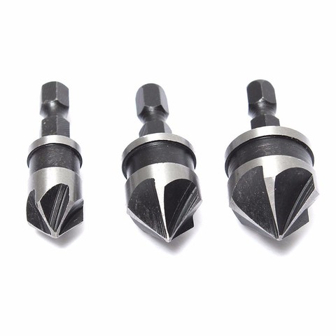 3pcs Hexagonal Shank Carbon Steel Hex Countersink Set for Wood Metal Quick Change Drill Bit Tools ► Photo 1/5