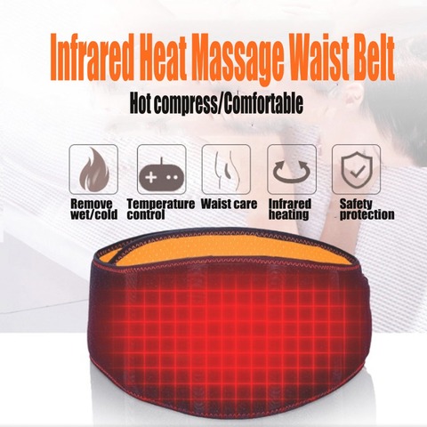 USB Electric Heating Belt Back Massage Infrared Tourmalin Waist Support Brace Band Warmer Relief Pain Belly Thermal Heat Pad ► Photo 1/6