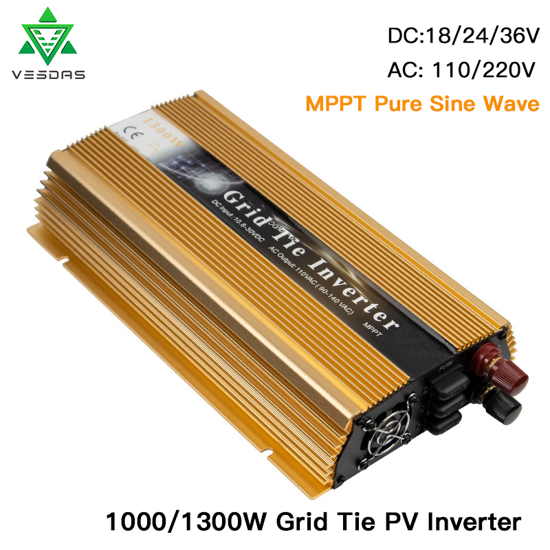 1000W 22-50VDC to 90-260V Pure Sine Wave Grid Tie Micro Inverter For MPPT Solar 