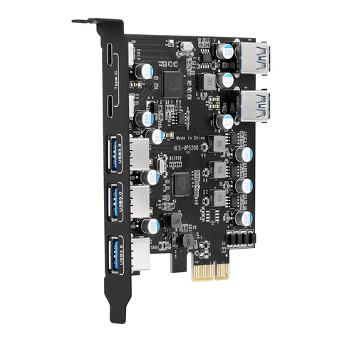 PCI-E to USB 3.0 Card  Type C (2)andType A (5) PCI Express Expansion  with Internal 2 USB 3.0 Connector for Windows Mac Pro ► Photo 1/6