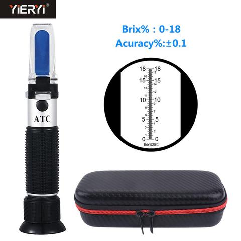 Yieryi Hand Held 0-18% Brix Refractometer For Brix Sugar Beer Brix Refractometer With ATC Refractometer Optical Tester Meter ► Photo 1/6