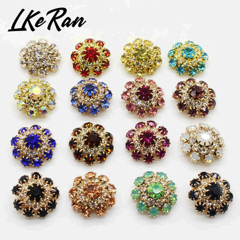 LKeRan 5Pc 100% New Rhinestone button 22mm Gold Shank Metal button Crystal wedding decoration Sewing Decor Accessories ► Photo 1/4
