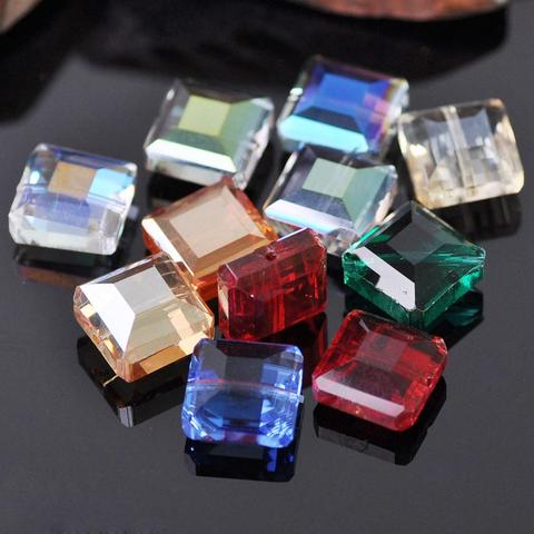 10pcs 13mm Square Faceted Cut Crystal Glass Loose Crafts Beads lot for DIY Jewelry Making ► Photo 1/3