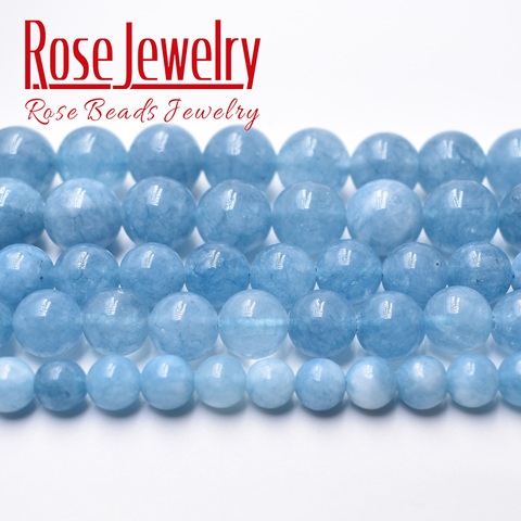 Natural Stone Blue Angelite Angel Round Loose Spacer Beads 15
