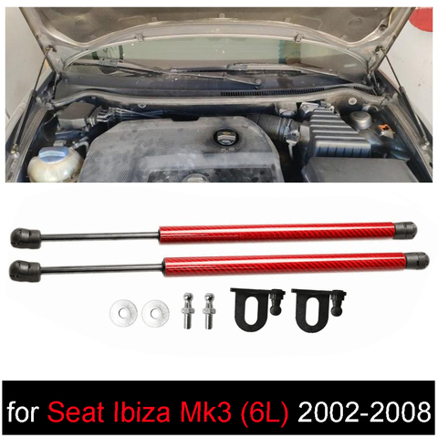 for SEAT Ibiza Mk3 (6L) 2002-2008 Front Hood Bonnet Modify Gas Struts Shock Damper Lift Supports Car-Styling Absorber ► Photo 1/6