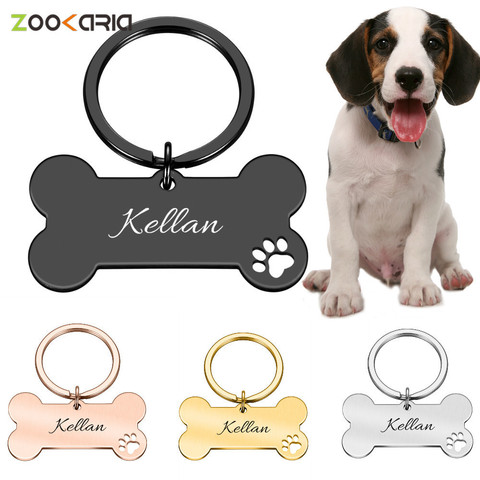 Personalized Collar Pet ID Tag Engraved Pet ID Name for Cat Puppy Dog Tag Pendant Keyring Bone Pet Accessories ► Photo 1/6