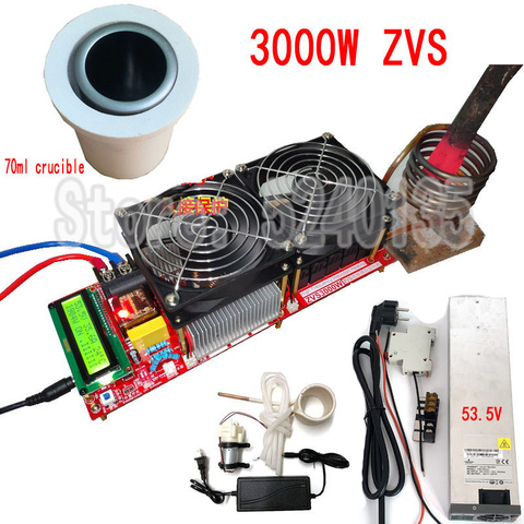 3000W 55A ZVS High Frequency Induction Heater Module Flyback Driver Heater Good Heat Dissipation + Coil +pump +power+crucible ► Photo 1/3