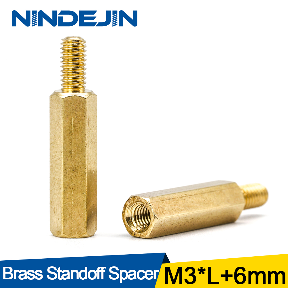 20pcs M3 10+6mm Female Male Thread Brass Hex Standoff Spacer Screws PCB Pillar