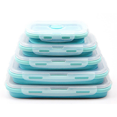 3/4PCS Set Foldable Silicone Food Lunch Box Fruit Salad Storage Food Box Container Dinnerware Conveniently Lunch Box ► Photo 1/6